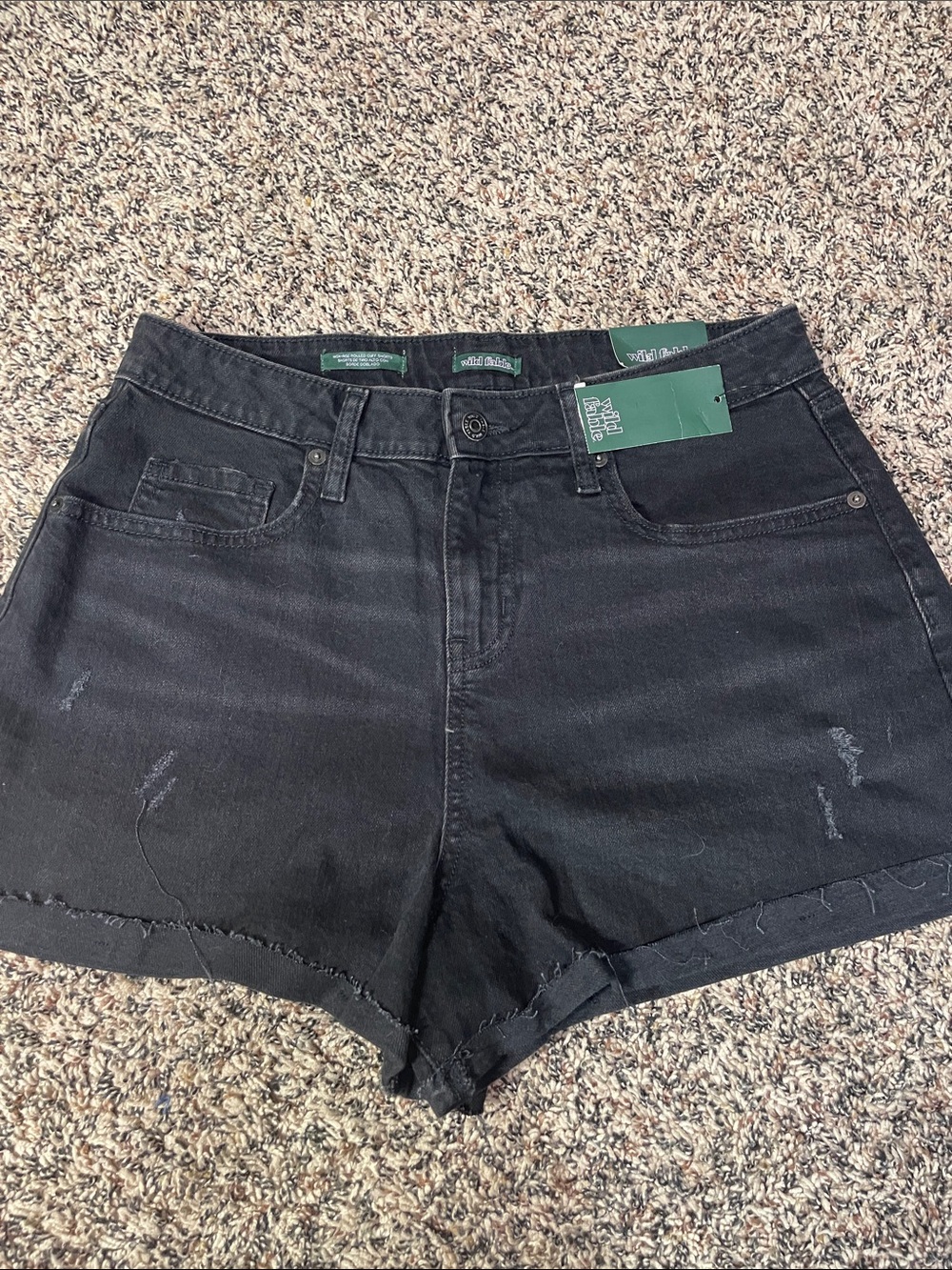 Wild Fable High Rise Distressed Black Wash Rolled Cuff Shorts Size 10 NWT